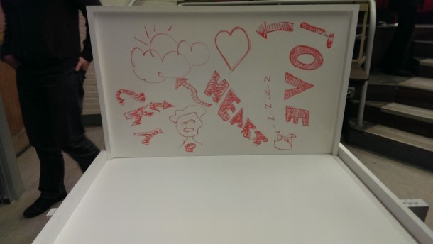 An enigmatic drawing on the headboard